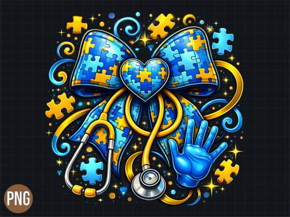 Autism Awareness Nursing Heart Bow PNG: A Creative Resource for Compassionate Design