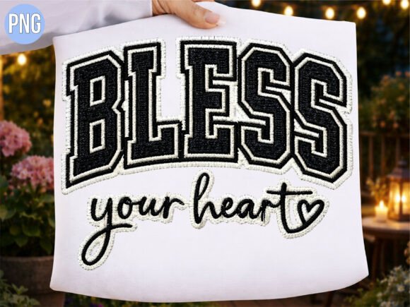 Bless Your Heart Varsity Patch PNG