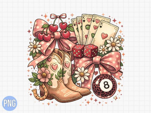 Coquette Western Cowboy Boots Cherry PNG: Elevating Your Digital Designs