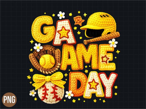 Crochet Game Day Softball Design PNG: Elevating Your Sports-Themed Creativity