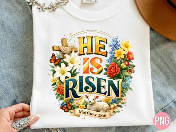 Elevate Designs with He is Risen Lamb Floral Cross PNG