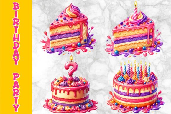 Elevate Your Designs with Vibrant Birthday Party Cake with Candles Clipart