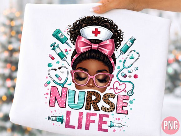 Elevating Creative Projects with the Black Nurse Life Messy Bun Melanin PNG