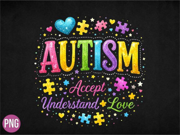 Evaluating the Autism Awareness Accept Love Shirt PNG for Creative and Commercial Use