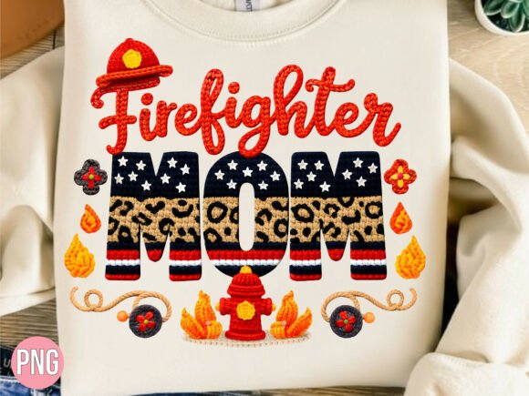 Firefighter Mom American Flag PNG Shirt Design Overview