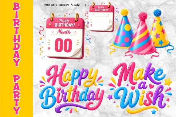 Happy Birthday Party Accessories Clipart: A Design Resource Overview