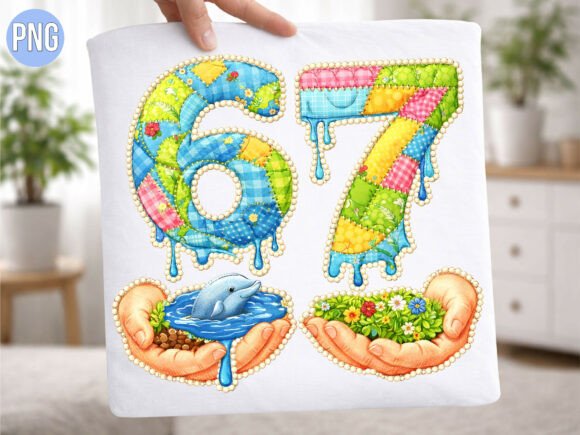 Patchwork Earth Day Numbers 6 & 7 PNG Guide