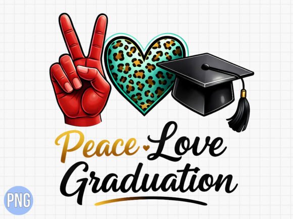 Peace Love Graduation Leopard Heart PNG: Elevate Your Custom Designs