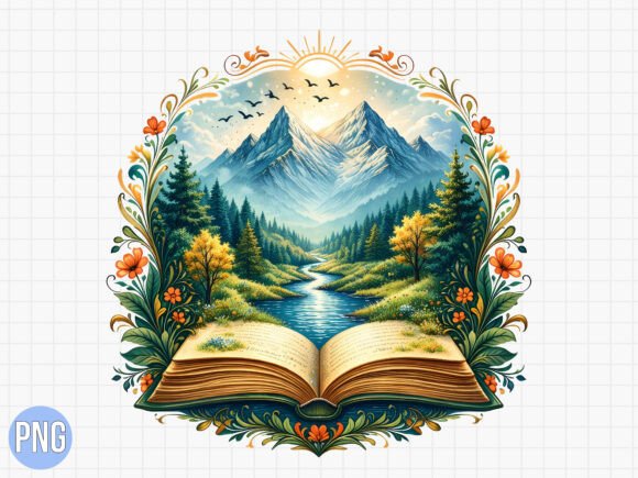 Unlocking Creative Potential with the Open Book Mountain Landscape PNG